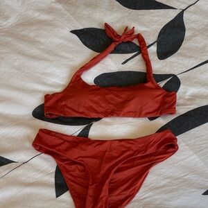 BECCA Rust-Red Halter Bikini Set